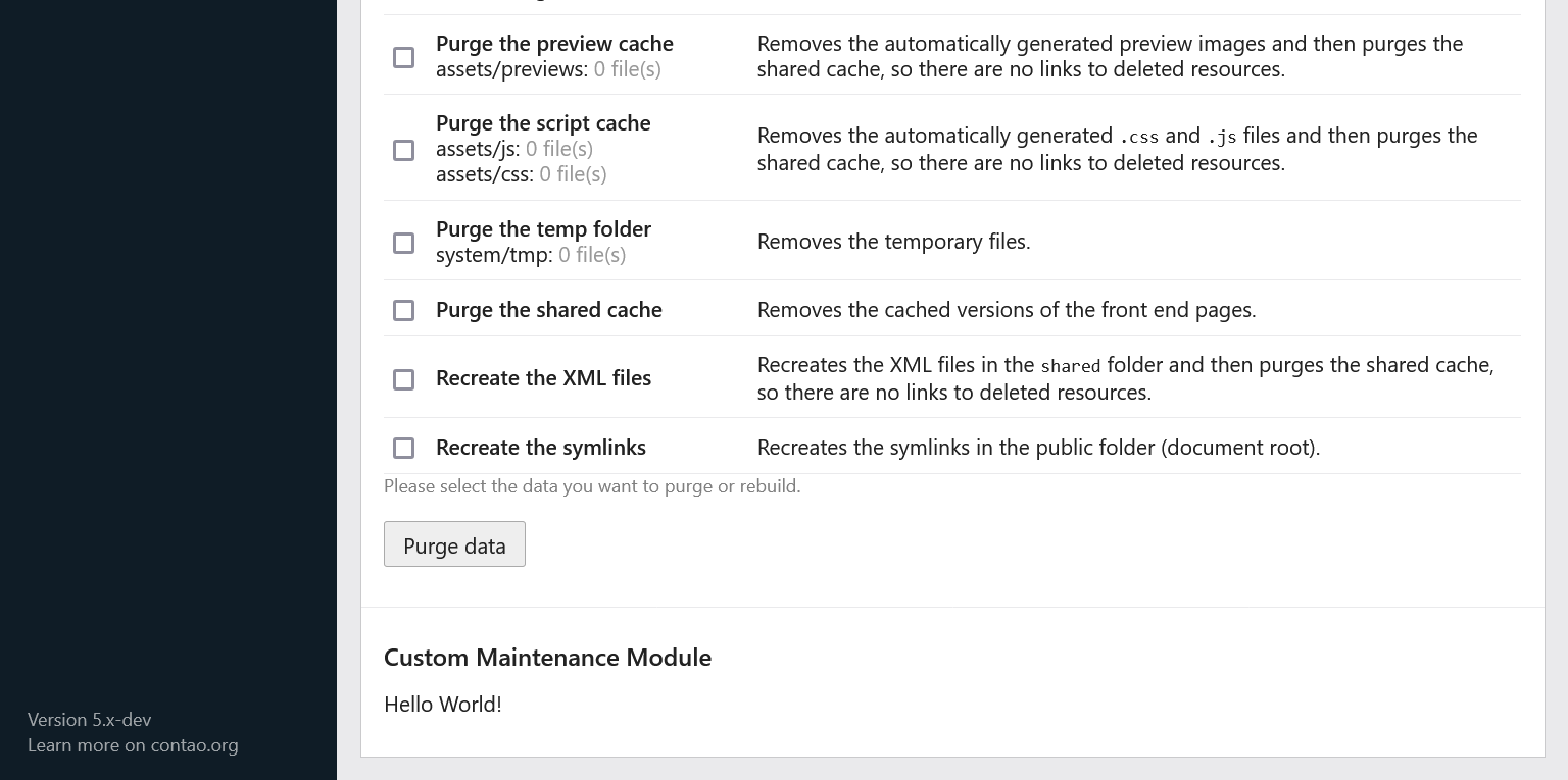 User Maintenance Module Maintenance Module :: Contao Developer Documentation