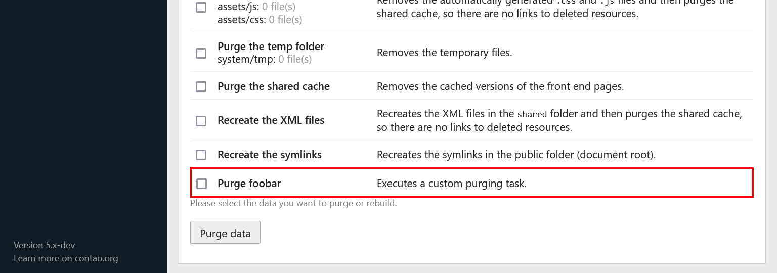 Custom purge task