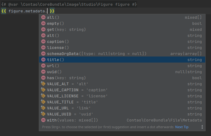 Getting autocompletion on variables