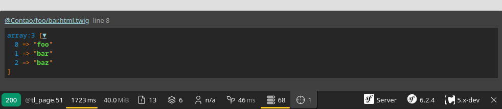 Dumping into the Symfony Web Debug Toolbar