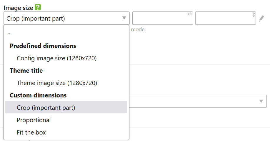 Image size widget