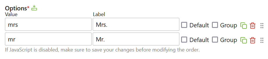 Option Wizard widget