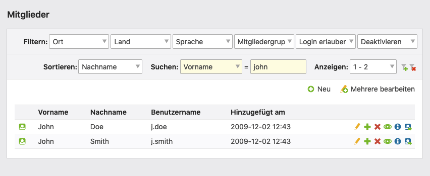 Datensätze sortieren und filtern