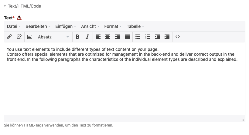 Der Rich Text Editor TinyMCE