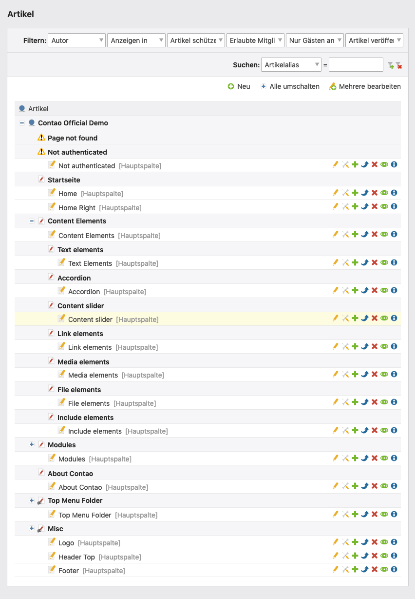 Die Artikelverwaltung