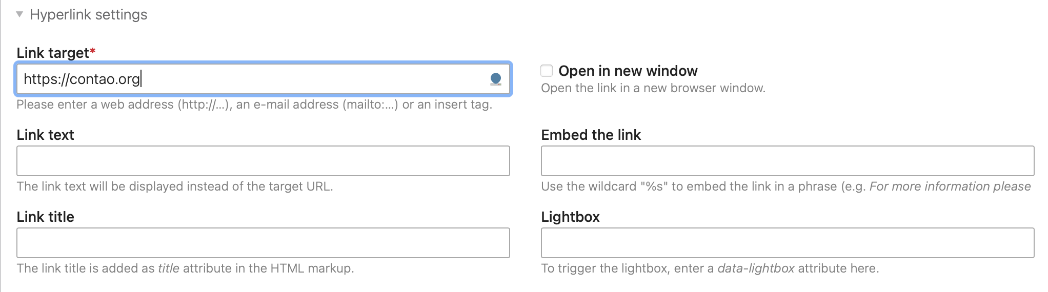 Creating a hyperlink