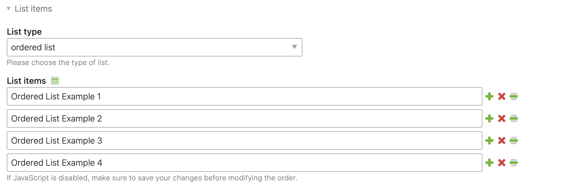 JavaScript wizard for listings