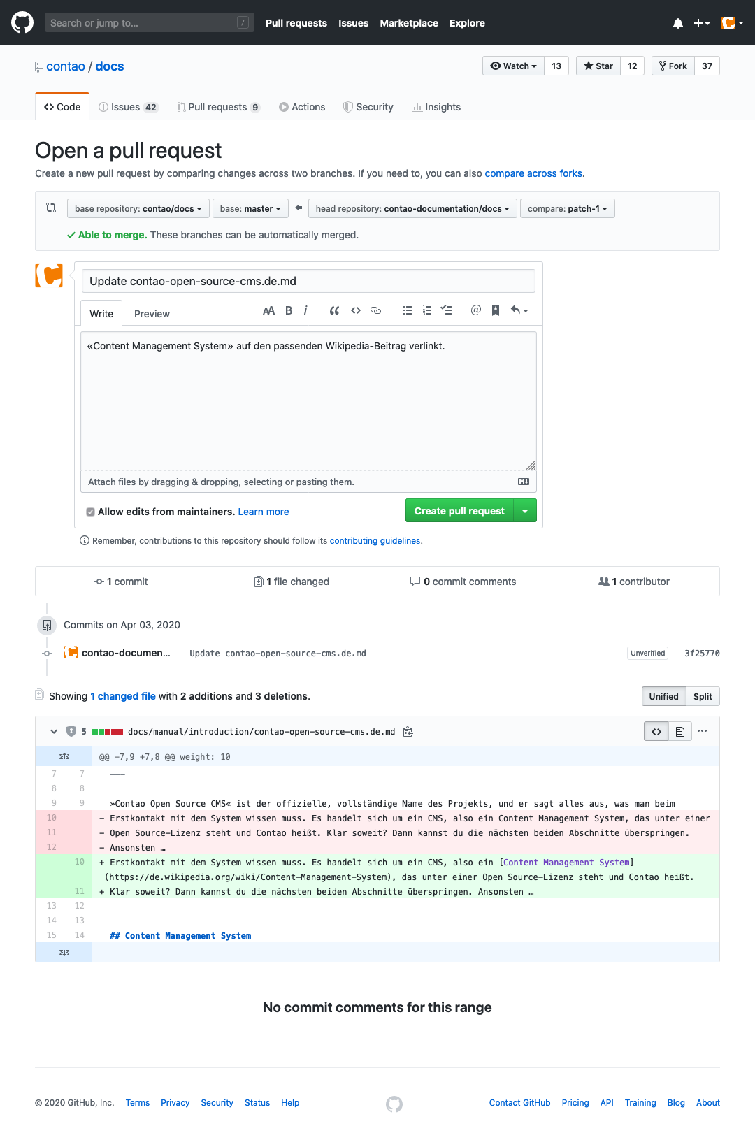 Pull-Request erzeugen