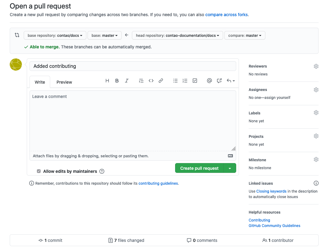 Pull-Request erzeugen