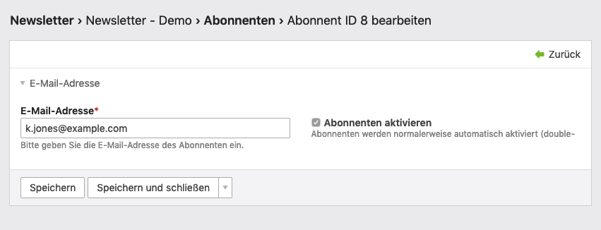 Einen Abonnenten bearbeiten