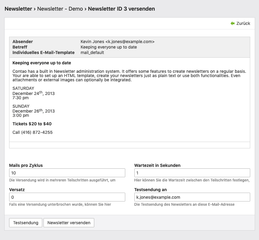 Einen Newsletter versenden
