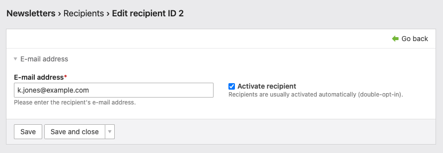 Edit a recipient