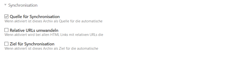 News Sync Einstellungen