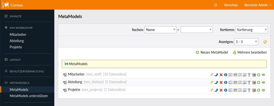 MetaModels im Backend