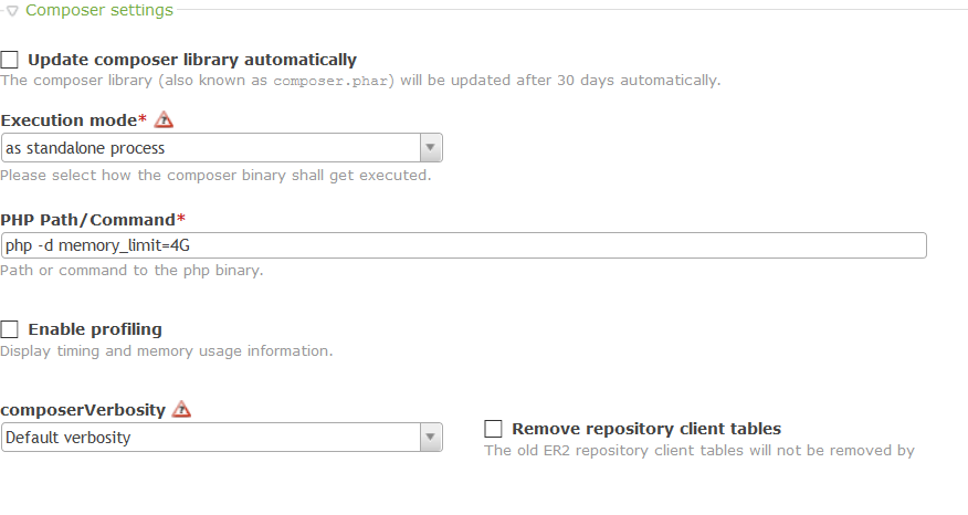 Composer settings
