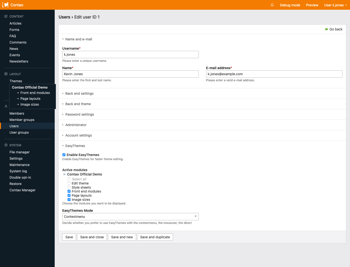 EasyTheme Mode: Contextmenu