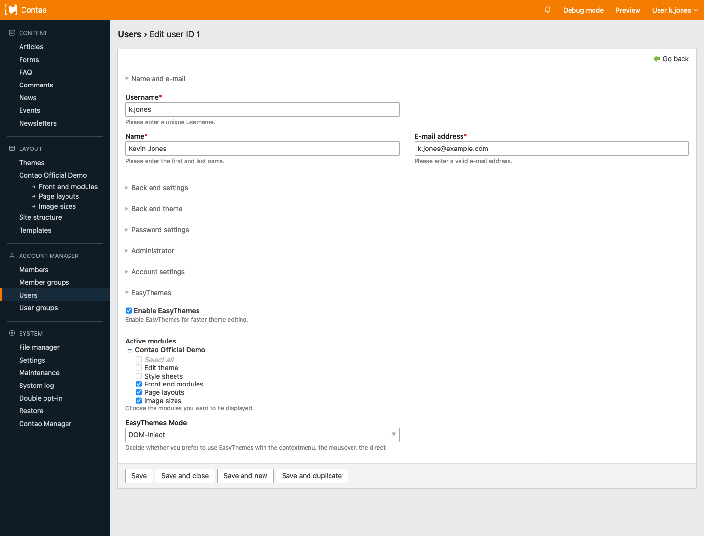 EasyTheme Mode: DOM-Inject