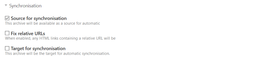 News Sync settings