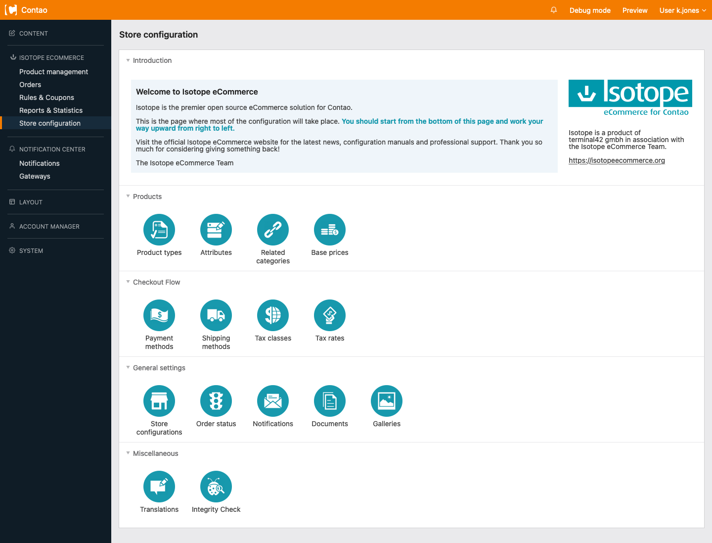 Isotope eCommerce in the back end