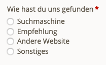 Ein Radio-Button-Menü im Frontend