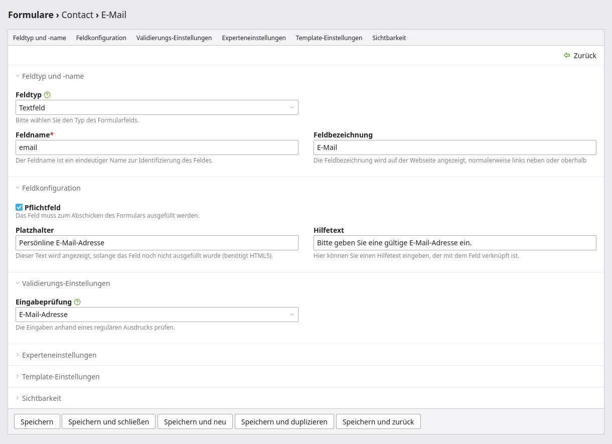 Formularfelder bearbeiten
