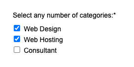 A checkbox menu in the frontend