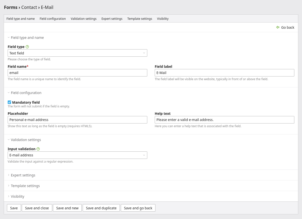 Edit form fields