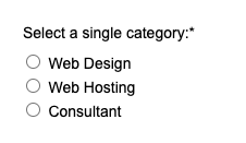 A radio button menu in the front end