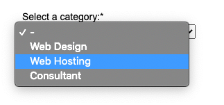 A select menu in the frontend