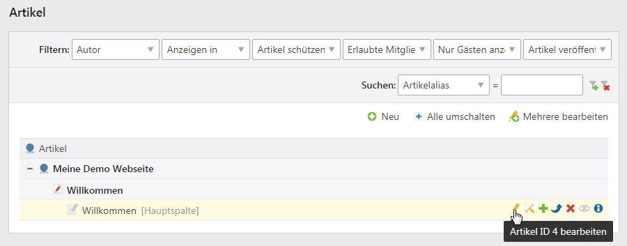 Den Artikel bearbeiten