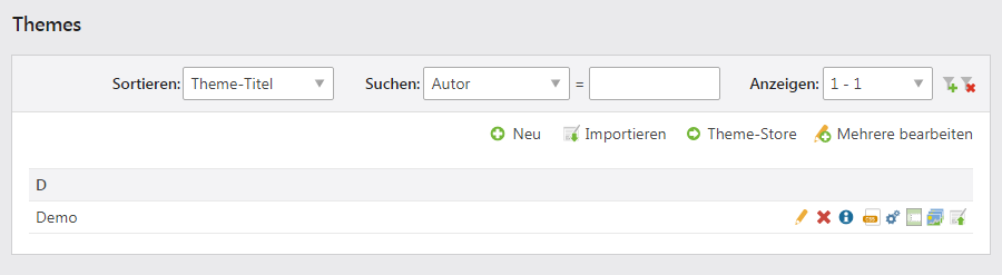 Die Seitenlayouts des Themes aufrufen