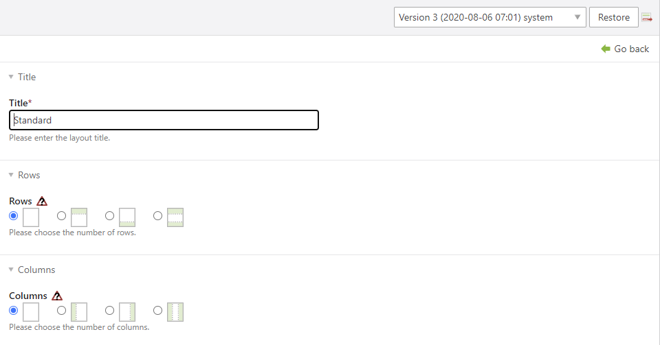 Configure the page layout