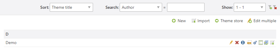 Access page layouts of the theme