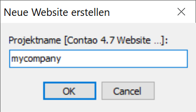 Projektname eingeben