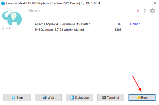 Open Laragon www folder in Explorer