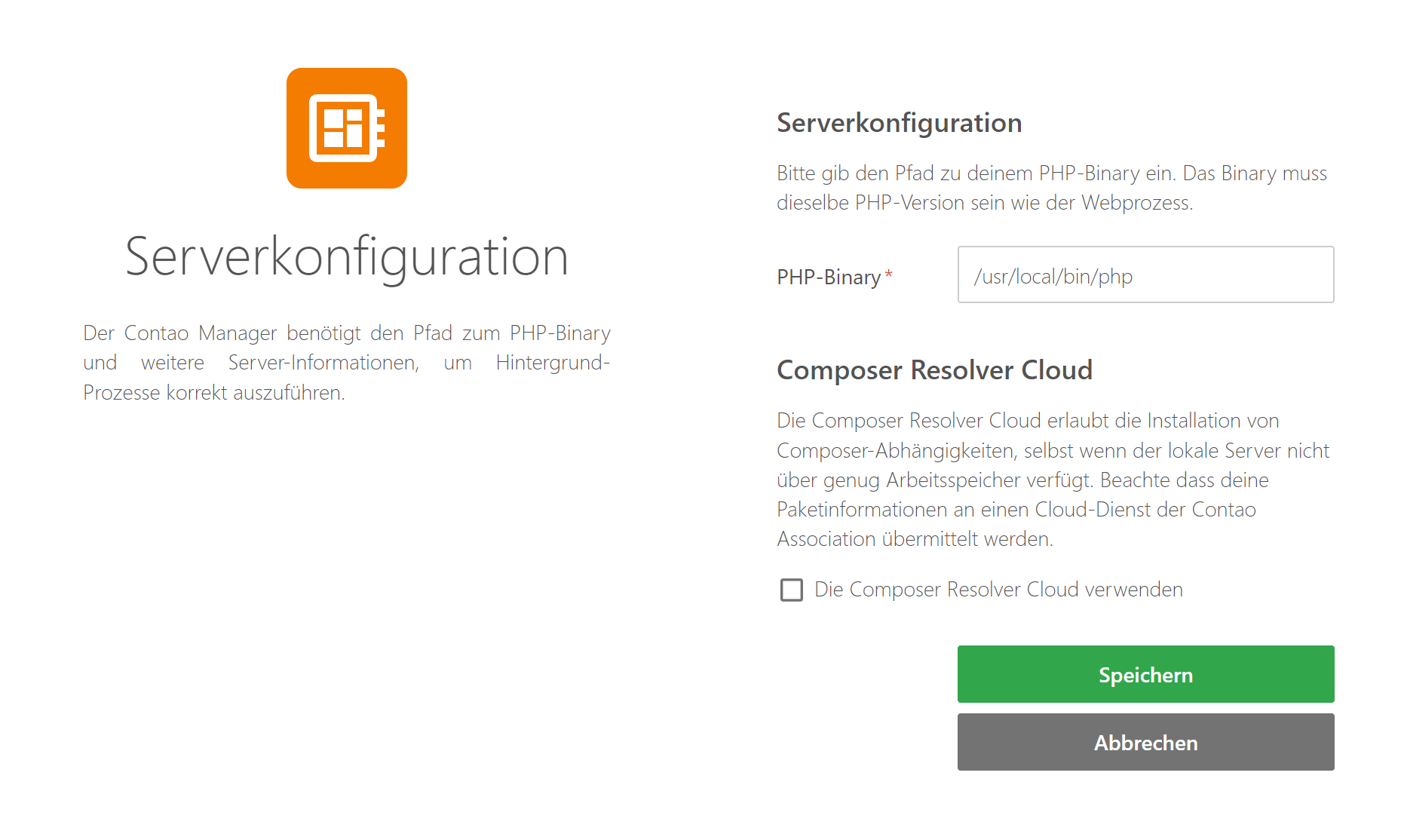 Deaktivierung der Composer Resolver Cloud
