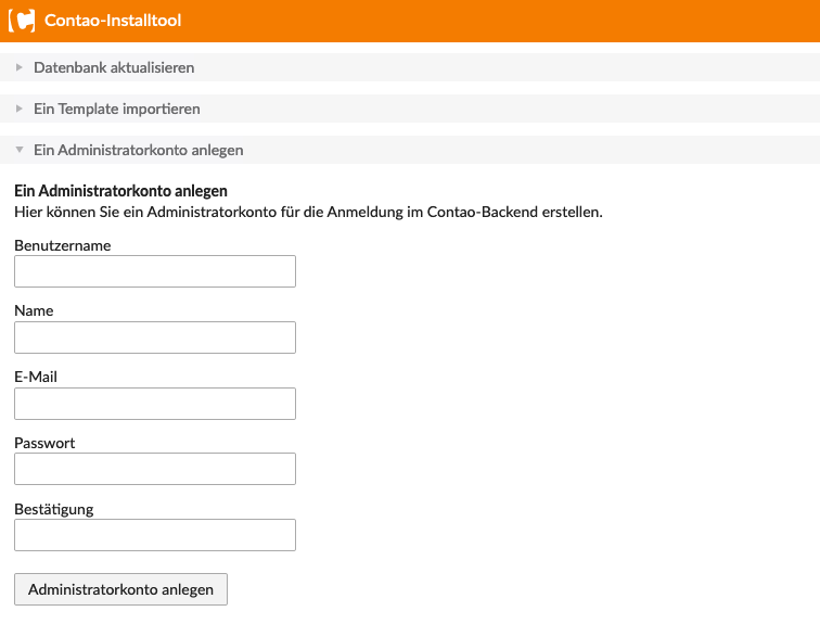 Ein Administratorkonto anlegen