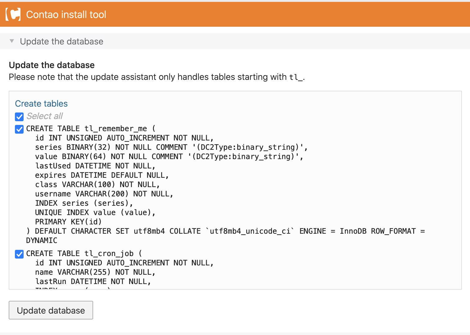 Confirm database changes