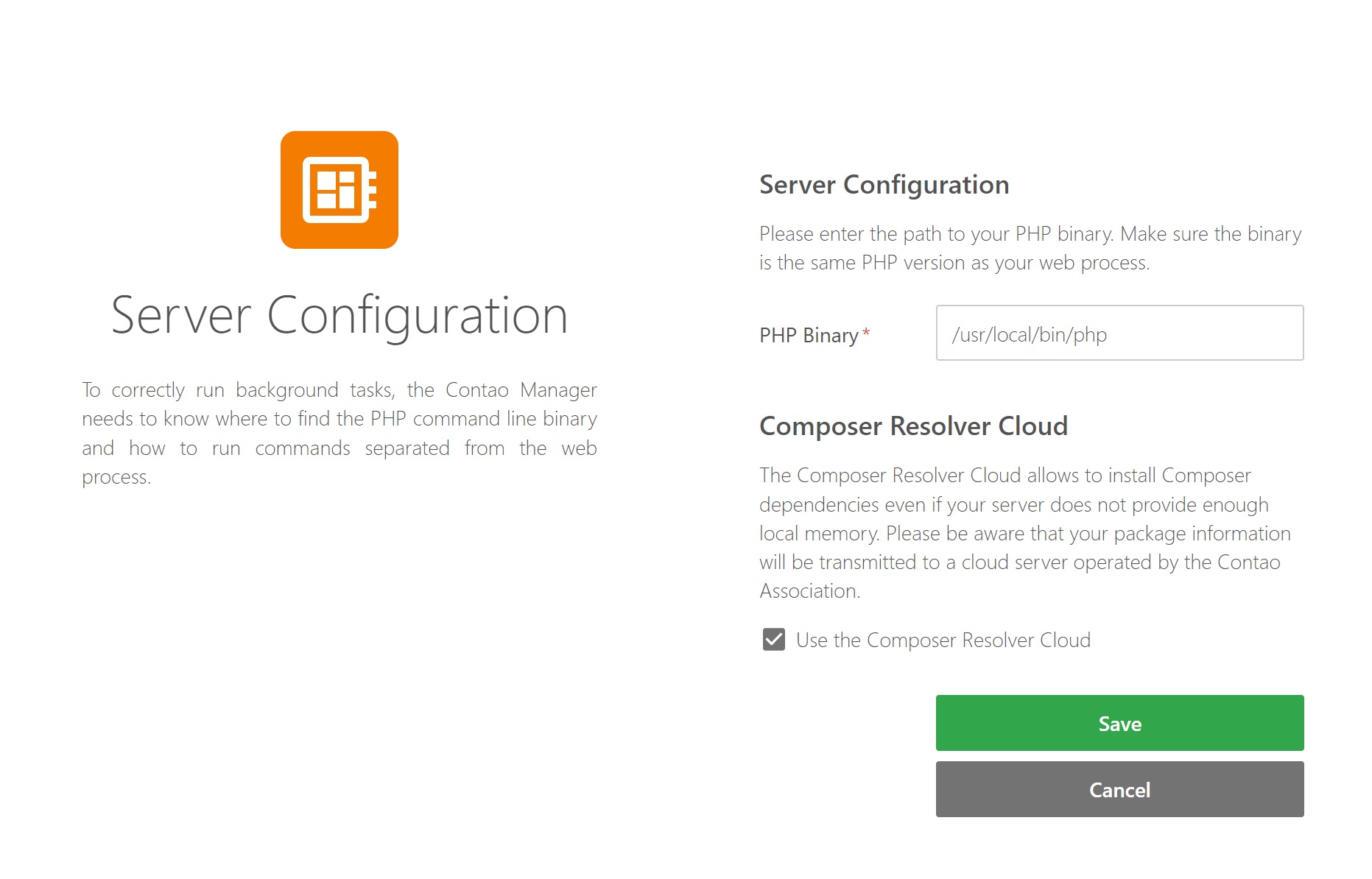 Server configuration