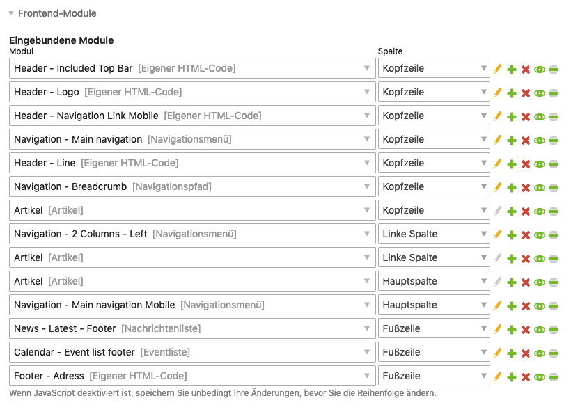 Die Frontend-Module