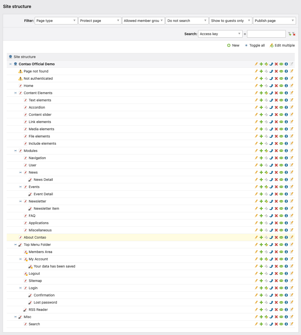 The page structure