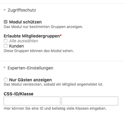 Den Zugriff auf ein Modul einschränken