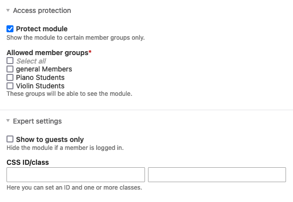 Restrict access to a module