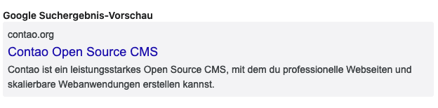 Google Suchergebnis-Vorschau