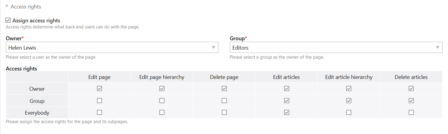 Assign access rights
