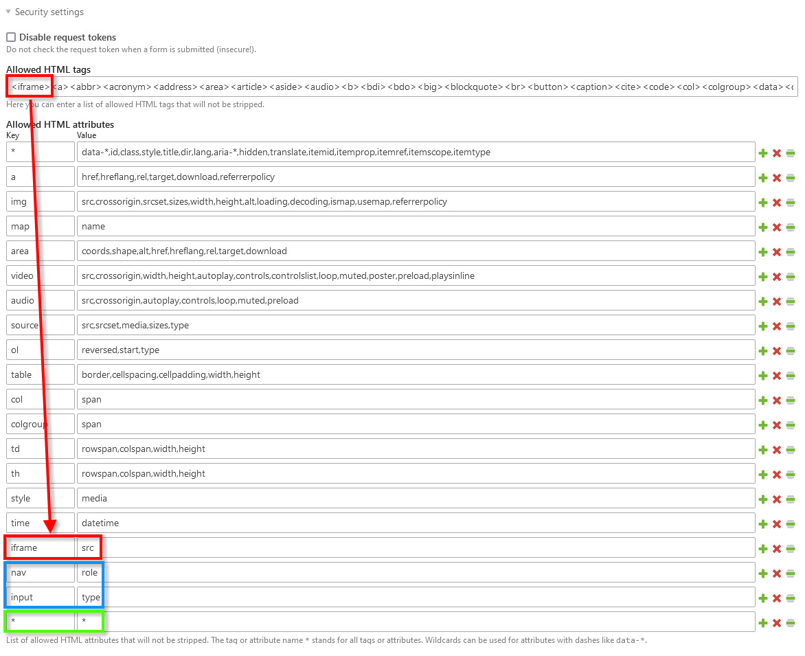 Security settings