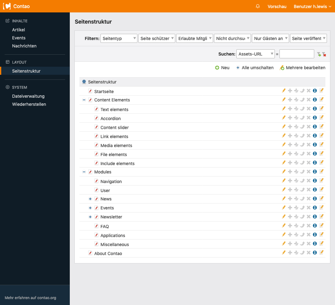Das Backend aus Sicht des Benutzers