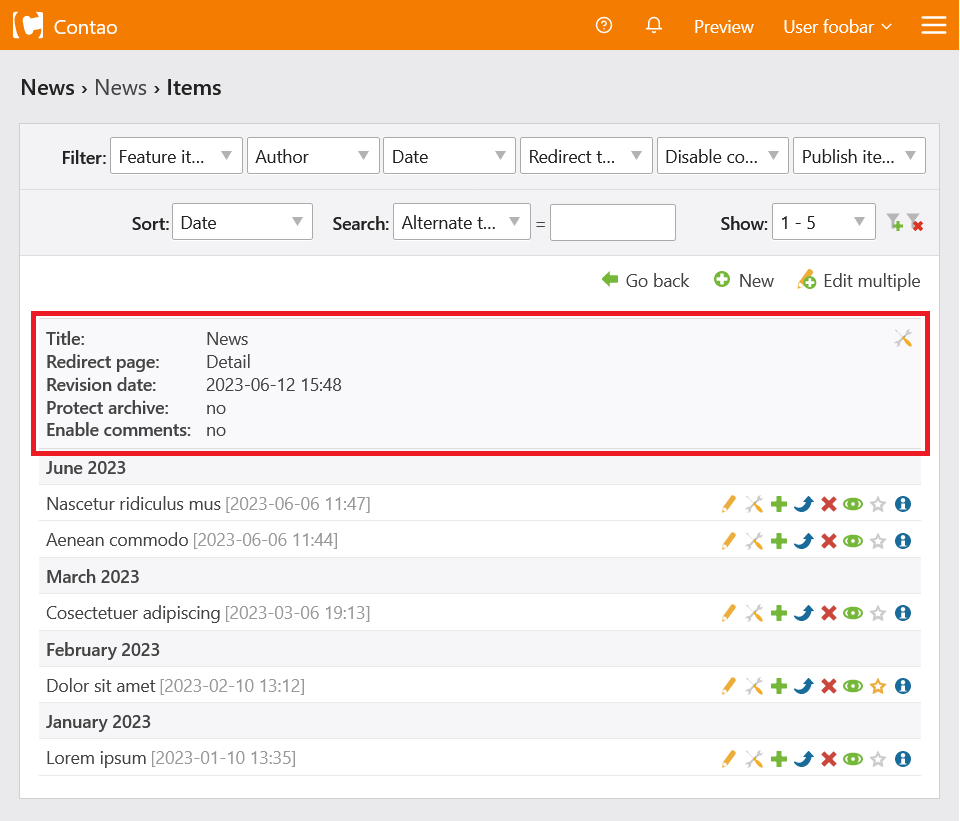 List :: Contao Developer Documentation