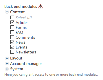 A nested set of checkboxes
