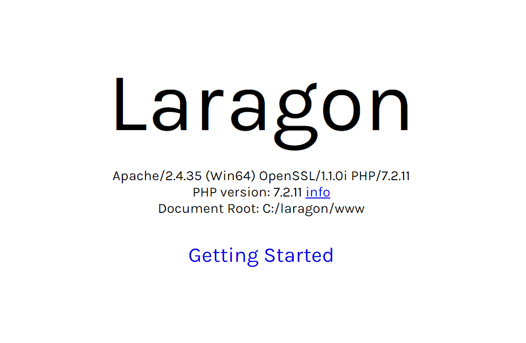 Laragon index page